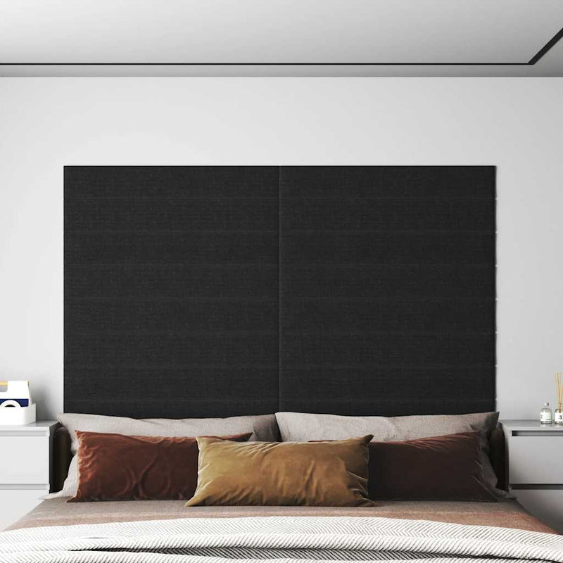 vidaXL 12 db fekete szövet fali panel 90x15 cm 1,62 m²