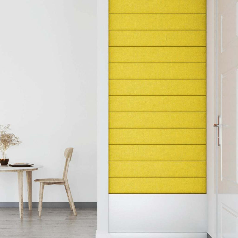 vidaXL 12 db világossárga szövet fali panel 90x15 cm 1,62 m²
