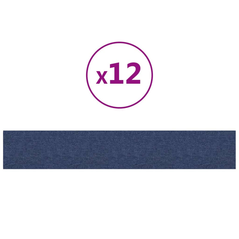 vidaXL 12 db kék szövet fali panel 90x15 cm 1,62 m²