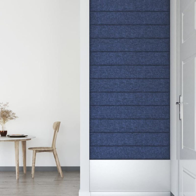 vidaXL 12 db kék szövet fali panel 90x15 cm 1,62 m²