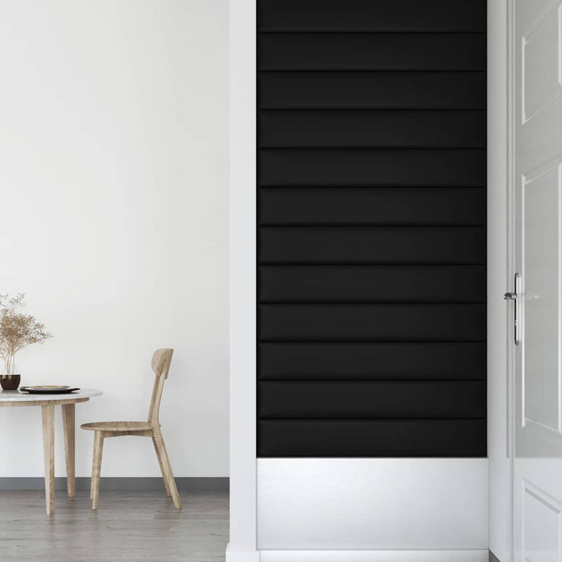 vidaXL 12 db fekete műbőr fali panel 90 x 15 cm 1,62 m²