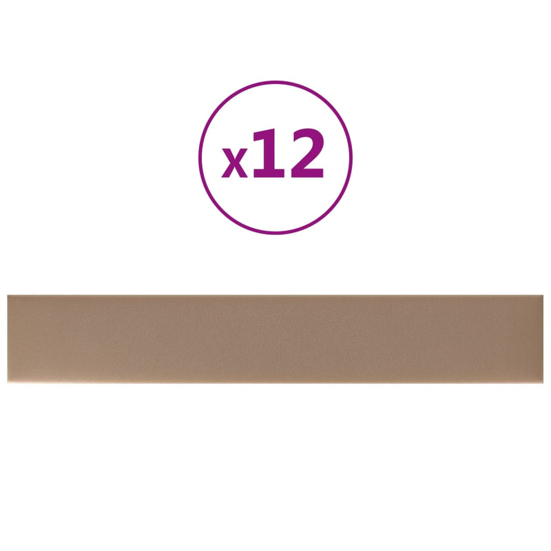 vidaXL 12 db kávészínű műbőr fali panel 90 x 15 cm 1,62 m²