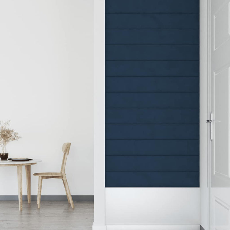 vidaXL 12 db kék bársony fali panel 90x15 cm 1,62 m²