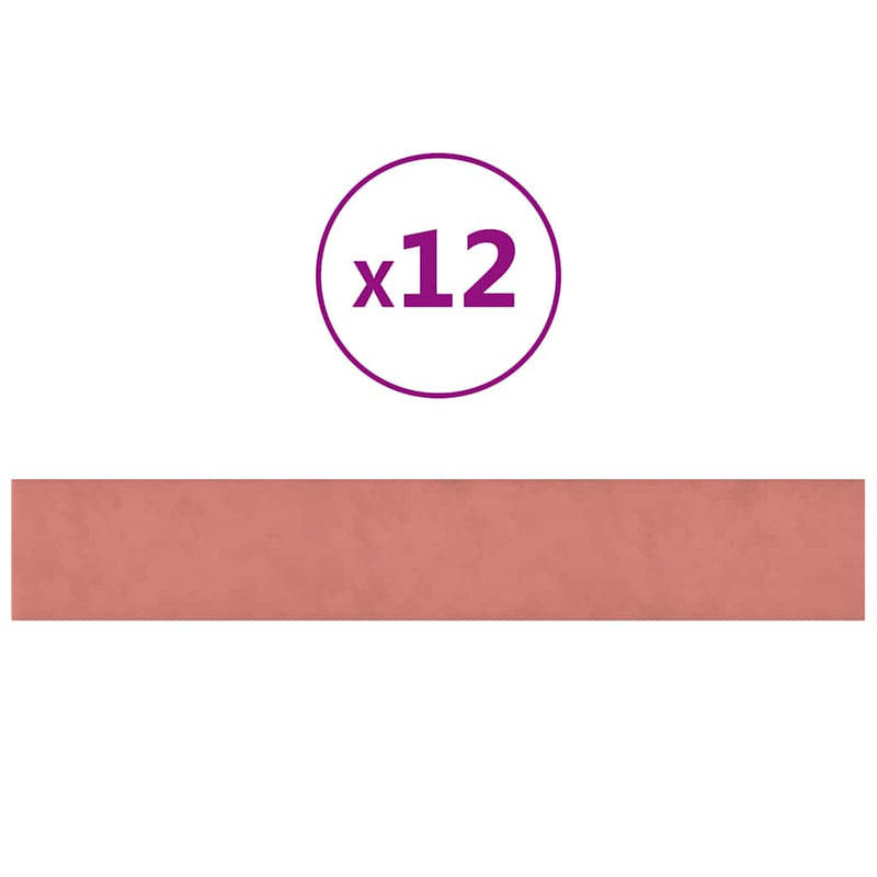 vidaXL 12 db rózsaszín bársony fali panel 90x15 cm 1,62 m²