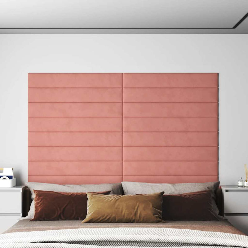 vidaXL 12 db rózsaszín bársony fali panel 90x15 cm 1,62 m²