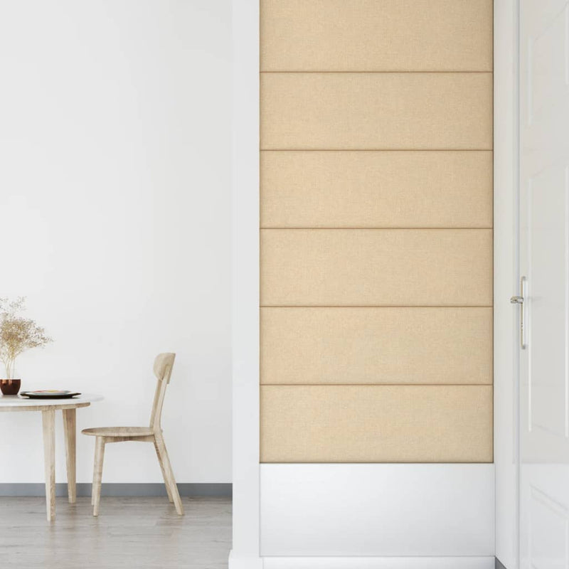 vidaXL 12 db krémszínű szövet fali panel 90x30 cm 3,24 m²