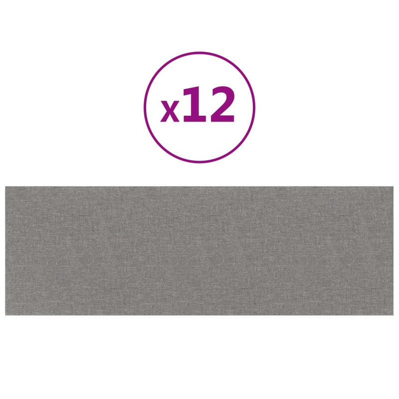 vidaXL 12 db világosszürke szövet fali panel 90x30 cm 3,24 m²