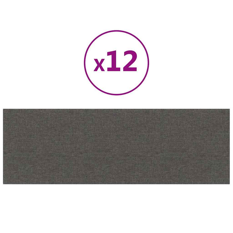 vidaXL 12 db sötétszürke szövet fali panel 90x30 cm 3,24 m²