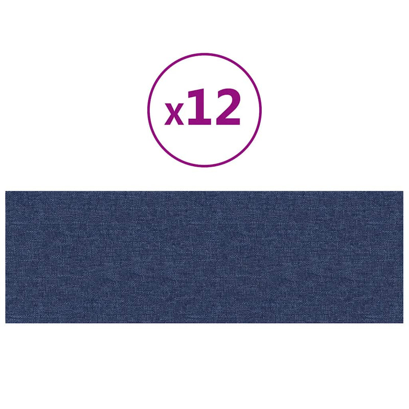vidaXL 12 db kék szövet fali panel 90x30 cm 3,24 m²