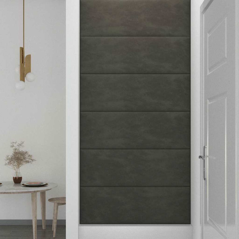 vidaXL 12 db sötétszürke bársony fali panel 90 x 30 cm 3,24 m²