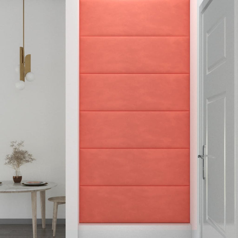 vidaXL 12 db rózsaszín bársony fali panel 90 x 30 cm 3,24 m²