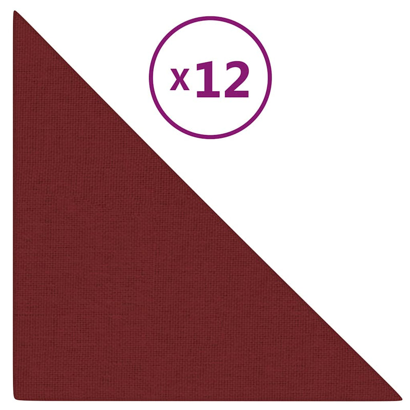 vidaXL 12 db bordó szövet fali panel 30 x 30 cm 0,54 m²
