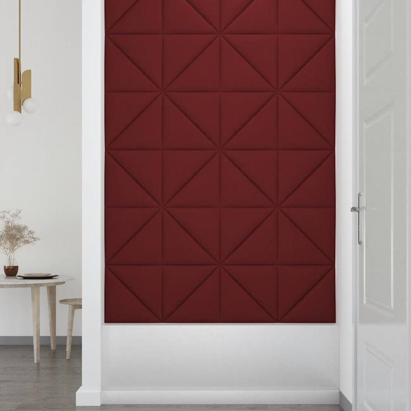 vidaXL 12 db bordó szövet fali panel 30 x 30 cm 0,54 m²