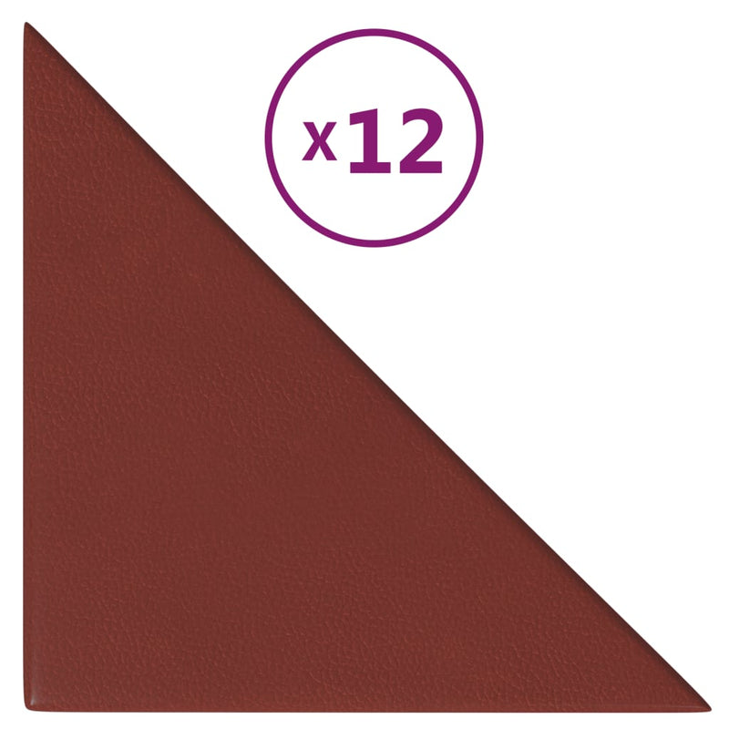 vidaXL 12 db bordó műbőr fali panel 30 x 30 cm 0,54 m²