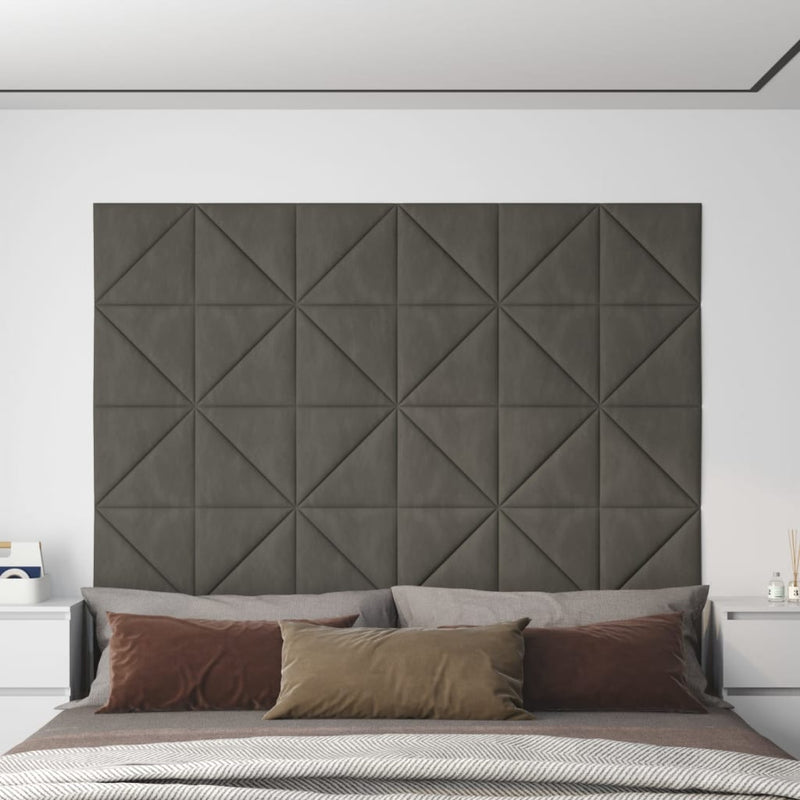 vidaXL 12db sötétszürke bársony fali panel 30x30cm 0,54m²