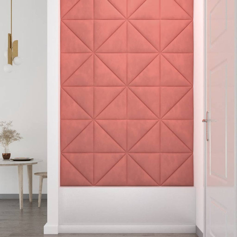 vidaXL 12 db rózsaszín bársony fali panel 30x30 cm 0,54 m²
