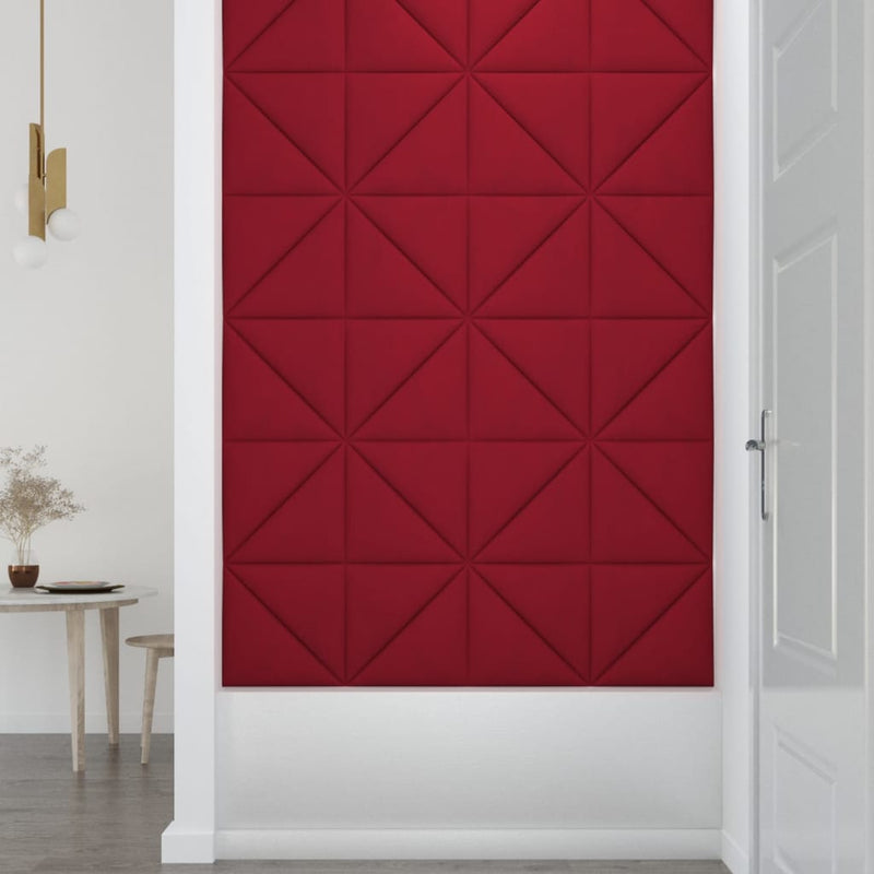 vidaXL 12 db bordó bársony fali panel 30x30 cm 0,54 m²