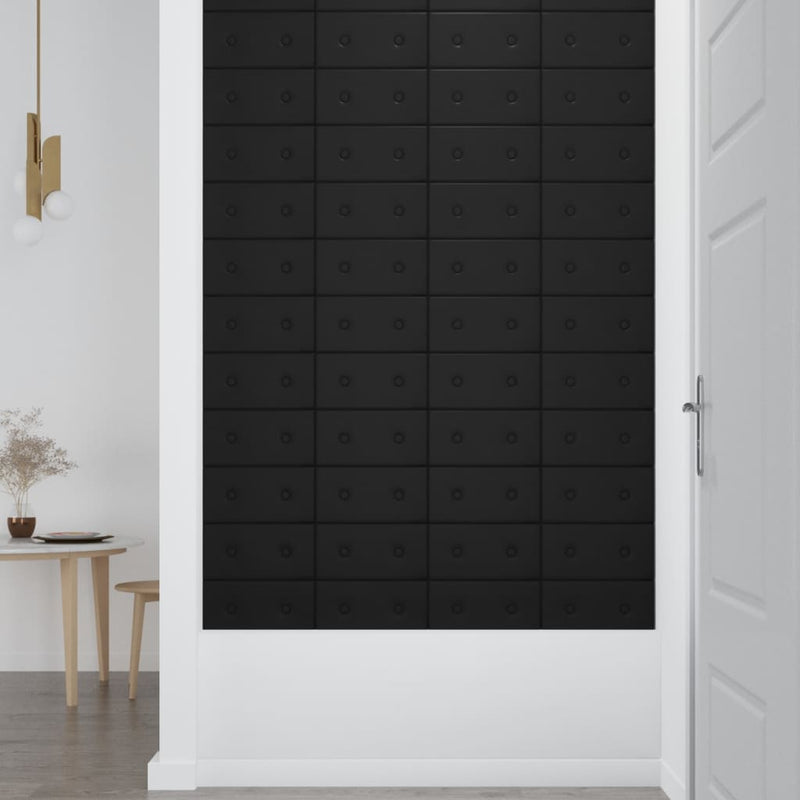 vidaXL 12 db fekete műbőr fali panel 30 x 15 cm 0,54 m²
