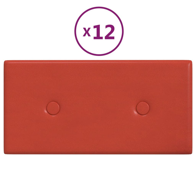 vidaXL 12 db piros műbőr fali panel 30 x 15 cm 0,54 m²