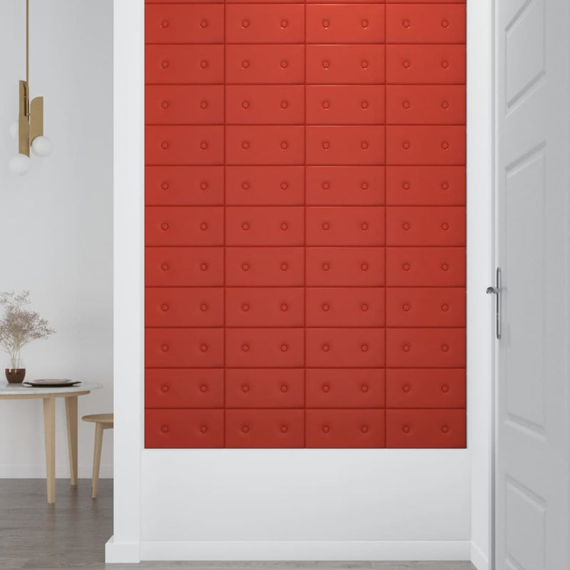 vidaXL 12 db piros műbőr fali panel 30 x 15 cm 0,54 m²