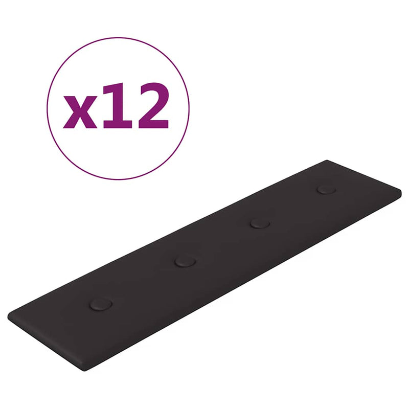 vidaXL 12 db fekete műbőr fali panel 60 x 15 cm 1,08 m²