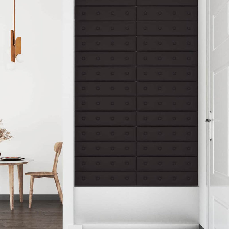 vidaXL 12 db fekete műbőr fali panel 60 x 15 cm 1,08 m²