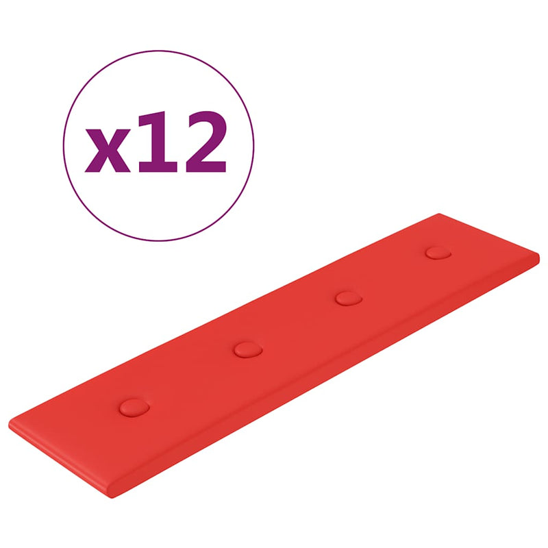 vidaXL 12 db piros műbőr fali panel 60 x 15 cm 1,08 m²