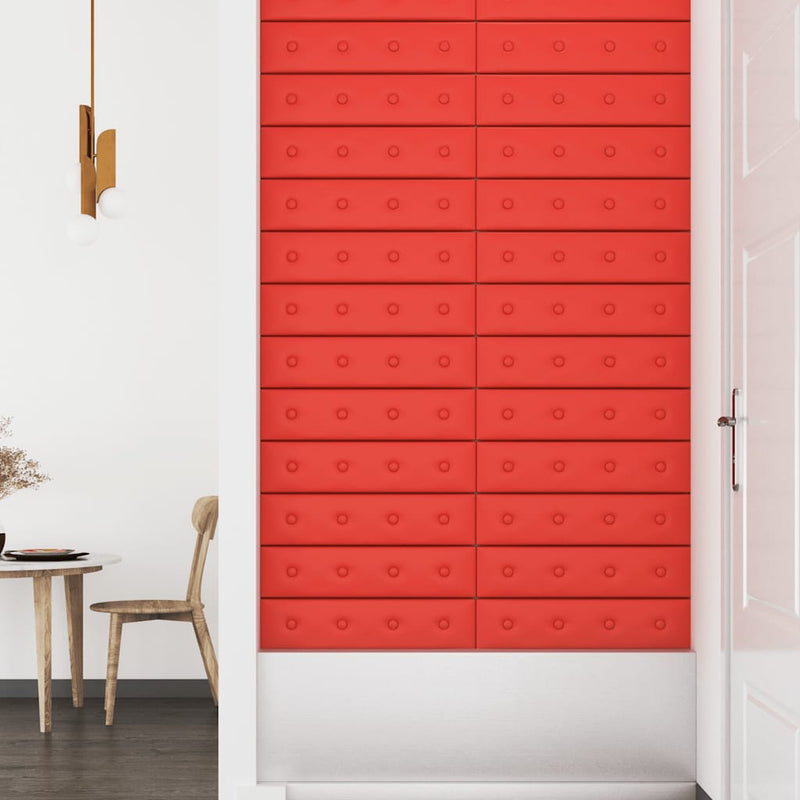 vidaXL 12 db piros műbőr fali panel 60 x 15 cm 1,08 m²