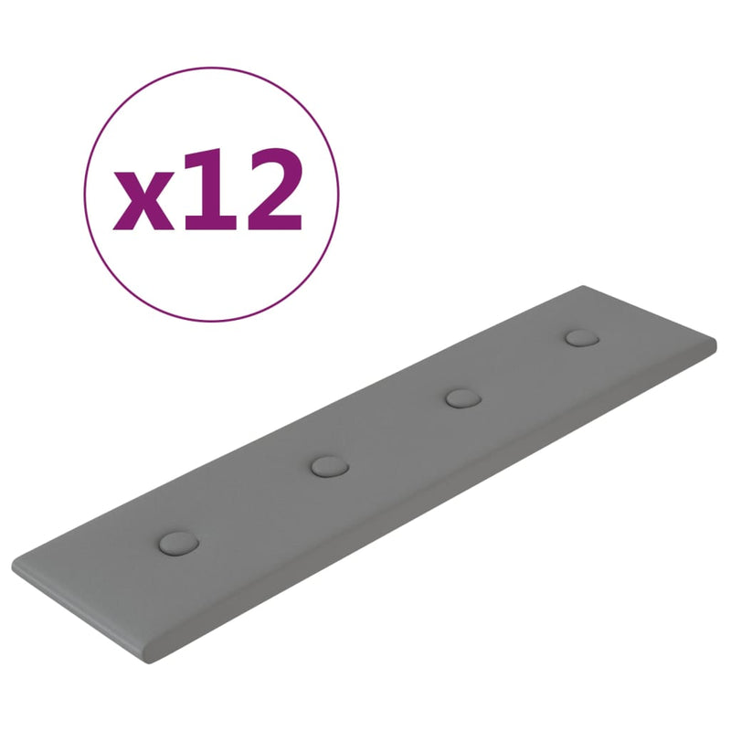 vidaXL 12 db szürke műbőr fali panel 60 x 15 cm 1,08 m²