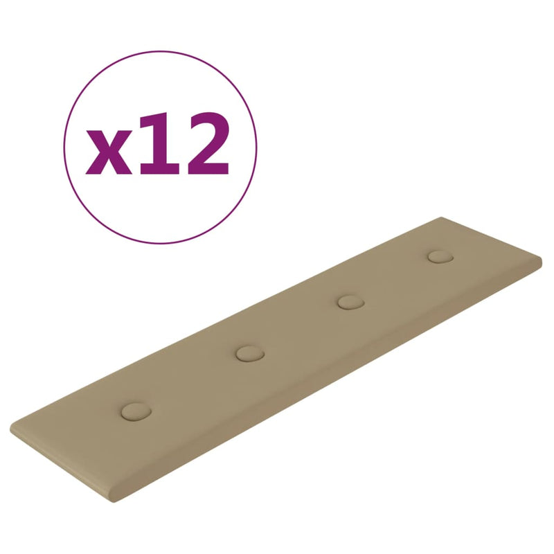 vidaXL 12 db cappuccino színű műbőr fali panel 60 x 15 cm 1,08 m²