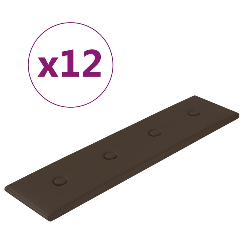 vidaXL 12 db barna műbőr fali panel 60 x 15 cm 1,08 m²