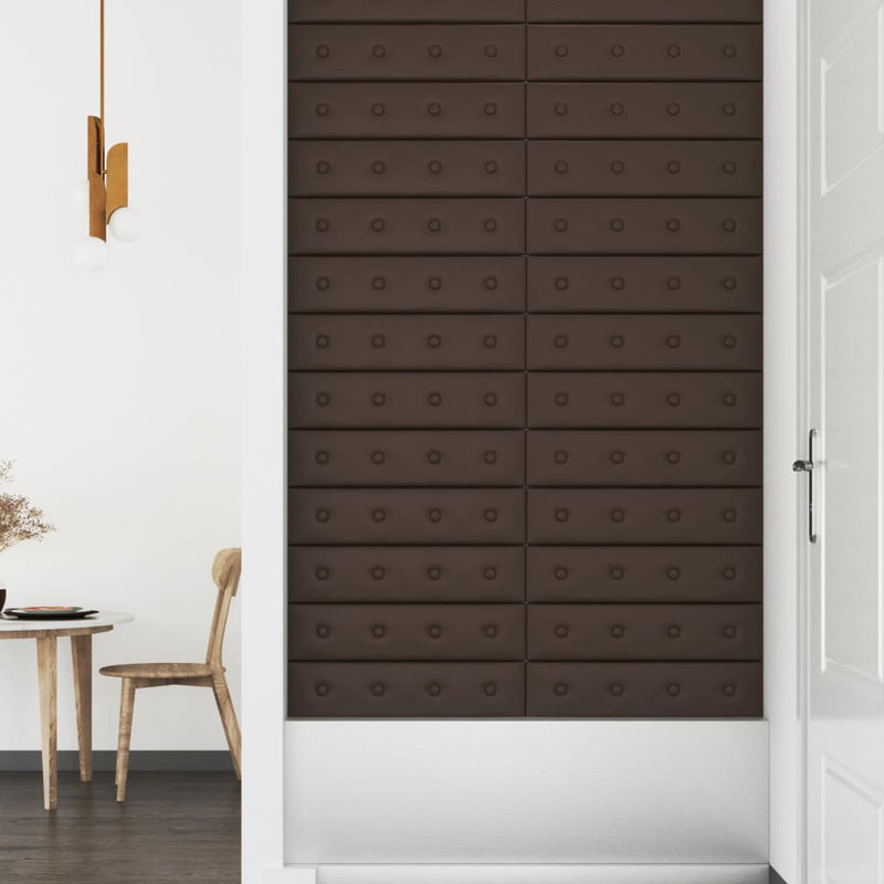 vidaXL 12 db barna műbőr fali panel 60 x 15 cm 1,08 m²