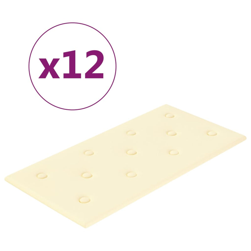 vidaXL 12 db krémfehér műbőr fali panel 60 x 30 cm 2,16 m²