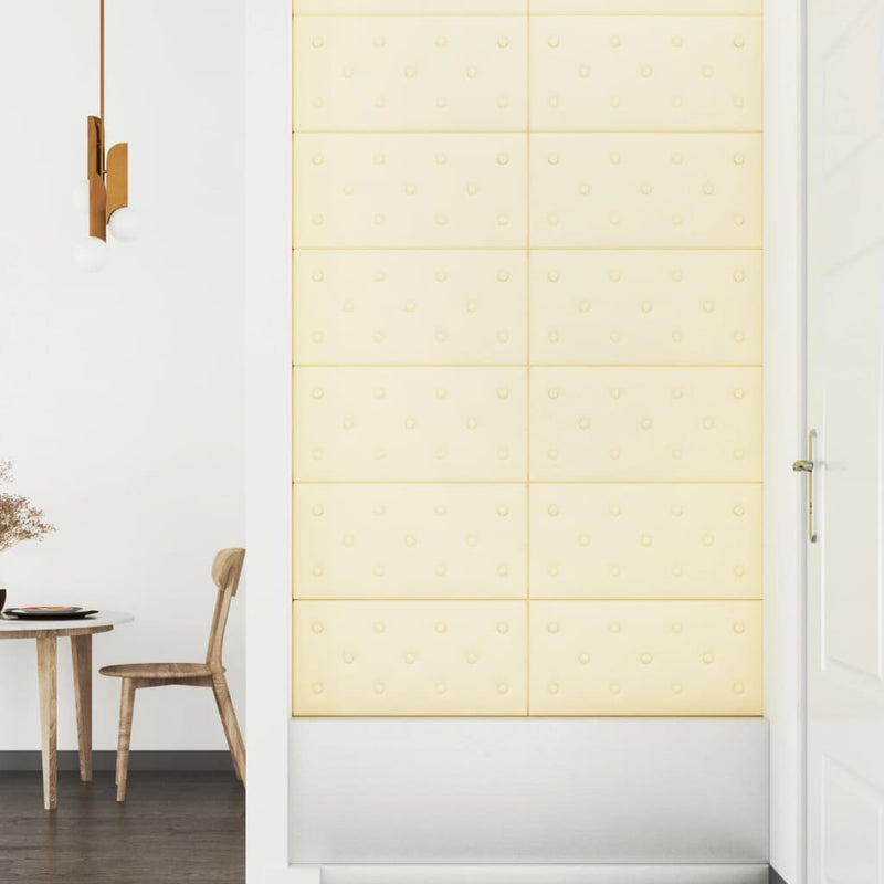 vidaXL 12 db krémfehér műbőr fali panel 60 x 30 cm 2,16 m²