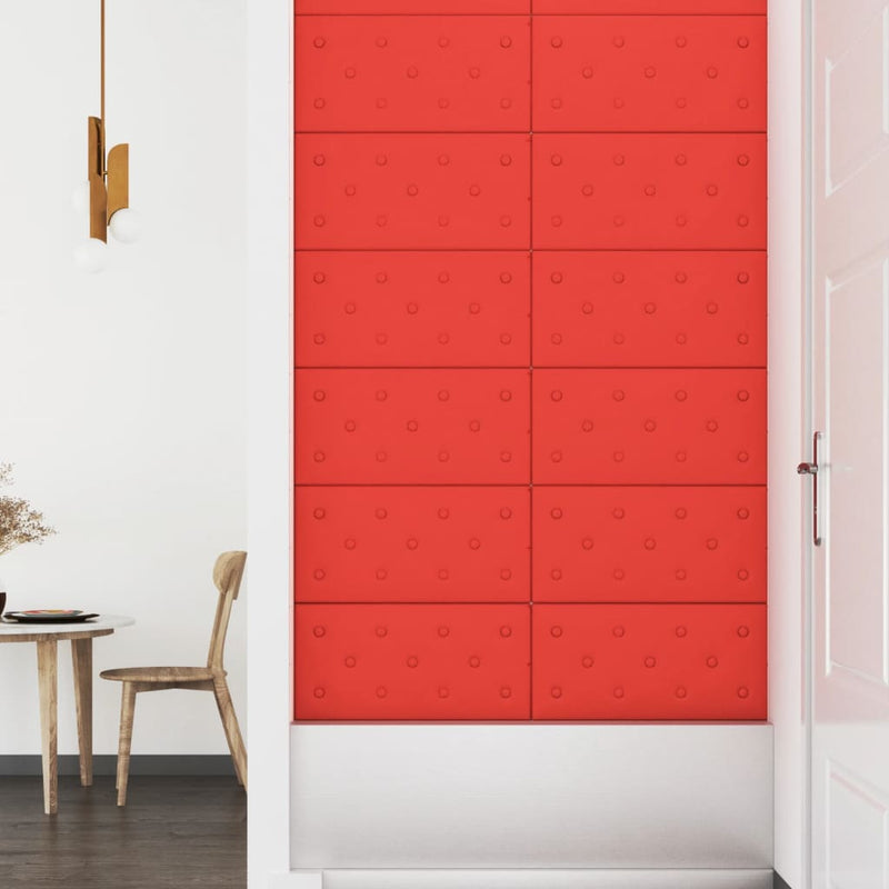 vidaXL 12 db piros műbőr fali panel 60 x 30 cm 2,16 m²