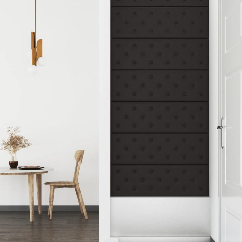 vidaXL 12 db fekete műbőr fali panel 90 x 30 cm 3,24 m²