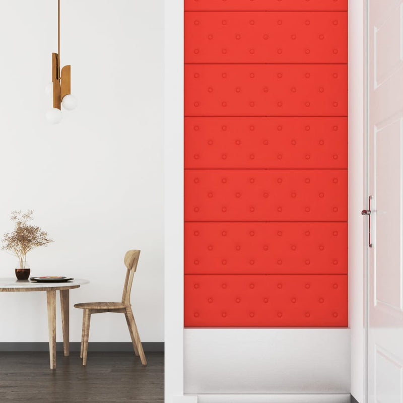 vidaXL 12 db piros műbőr fali panel 90 x 30 cm 3,24 m²