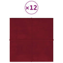 vidaXL 12 db bordó bársony fali panel 30 x 30 cm 1,08 m²