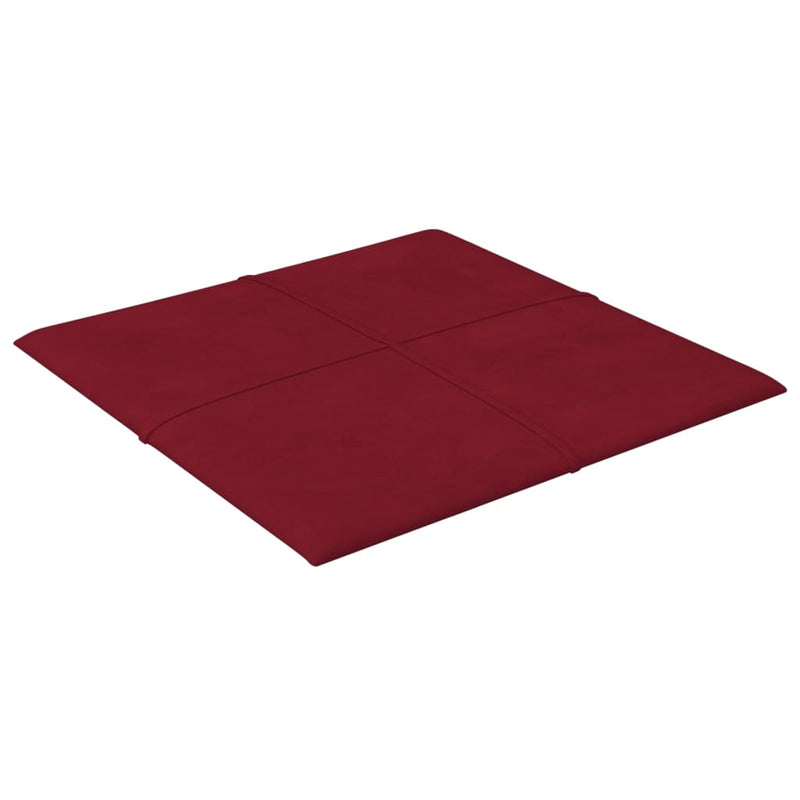 vidaXL 12 db bordó bársony fali panel 30 x 30 cm 1,08 m²