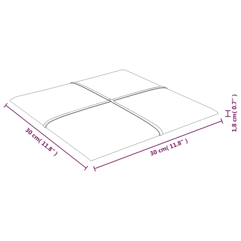 vidaXL 12 db bordó bársony fali panel 30 x 30 cm 1,08 m²