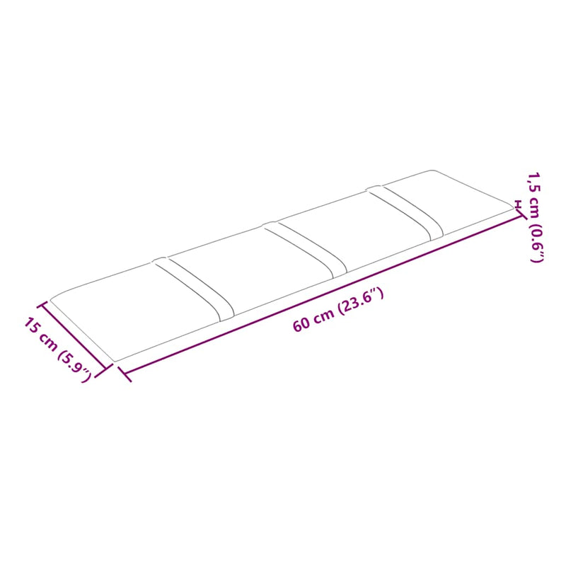 vidaXL 12 db bordó bársony fali panel 60 x 15 cm 1,08 m²