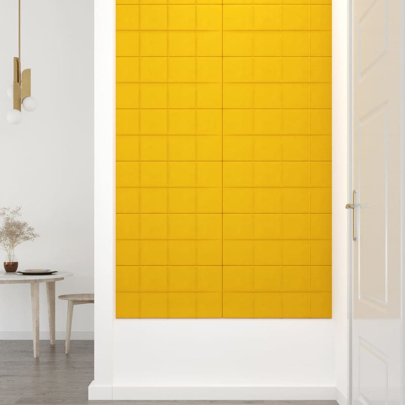 vidaXL 12 db sárga bársony fali panel 60x30 cm 2,16 m²