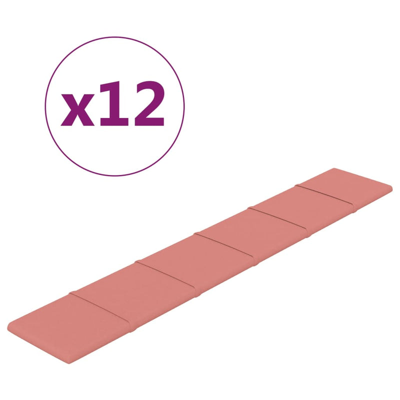 vidaXL 12 db rózsaszín bársony fali panel 90x15 cm 1,62 m²