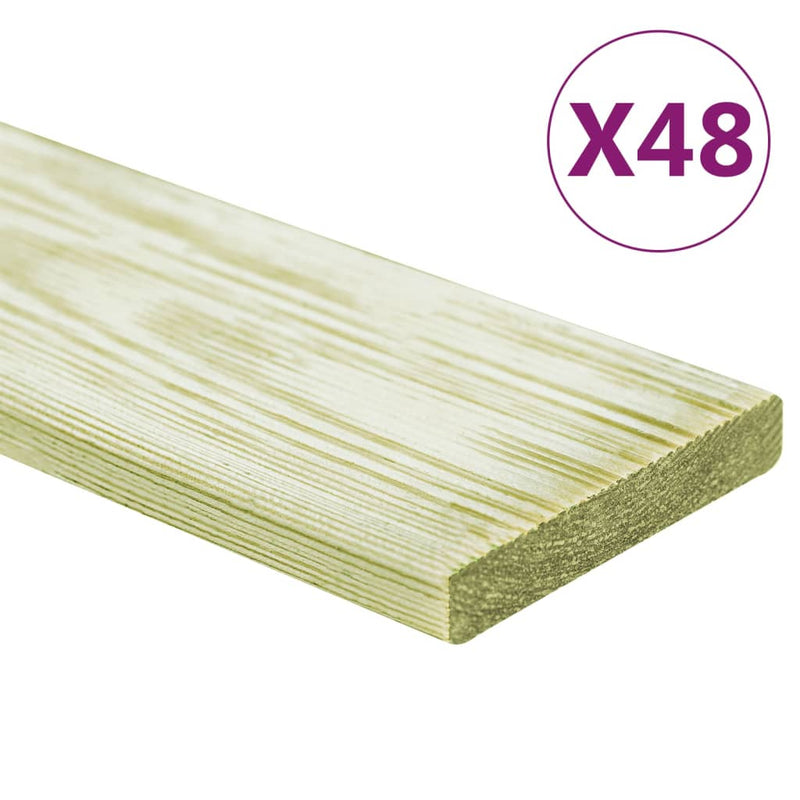 vidaXL 48 db impregnált tömör fenyőfa padlódeszka 5,76 m² 1 m