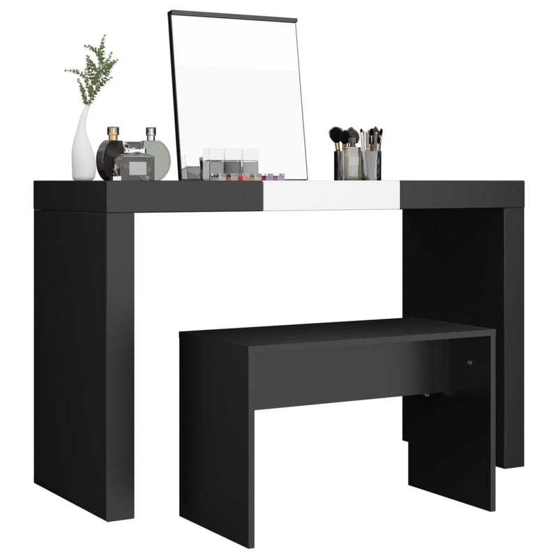 vidaXL fekete szerelt fa fésülködőszék 70 x 35 x 45 cm