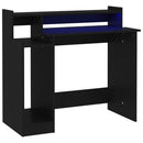 vidaXL fekete szerelt fa íróasztal LED-ekkel 97 x 45 x 90 cm