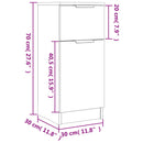 vidaXL fekete szerelt fa tálalószekrény 30 x 30 x 70 cm