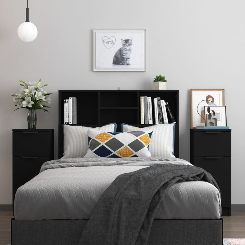 vidaXL 2 db fekete szerelt fa tálalószekrény 30 x 30 x 70 cm