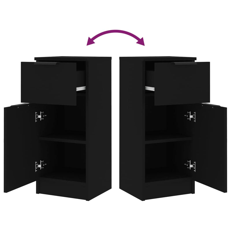 vidaXL 2 db fekete szerelt fa tálalószekrény 30 x 30 x 70 cm