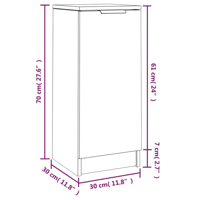 vidaXL betonszürke szerelt fa tálalószekrény 30 x 30 x 70 cm
